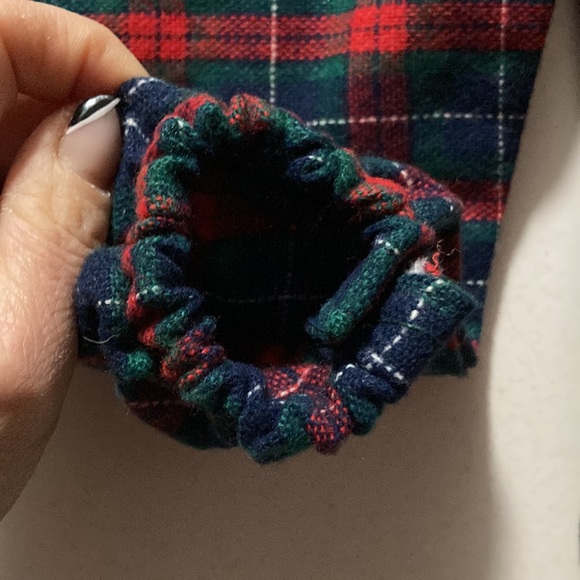 Infant Boys HOLIDAY PLAID 3-Piece OUTFIT: LS WhiteButton SHIRT, Long OVERALL + - Picture 6 of 7